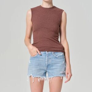Agolde Parker Vintage Cut Off Short in Swapmeet Light Distressed High Waist
